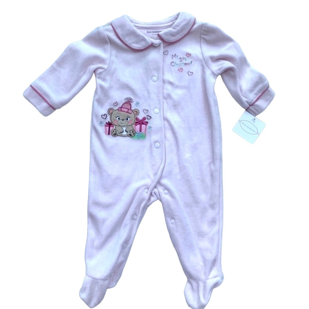 First Moments Girls “My 1st Christmas” Footed Pajamas Infant 3-6 months